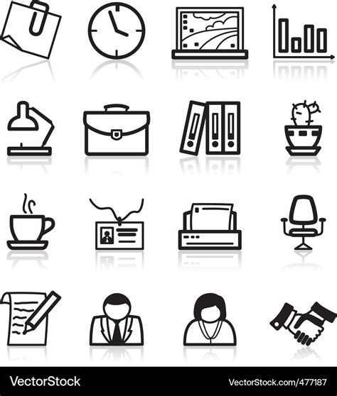 Office icons Royalty Free Vector Image - VectorStock