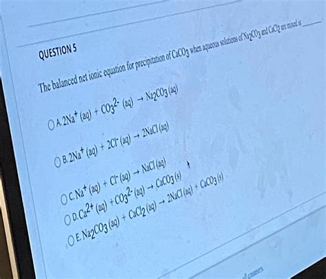 Answered Ques The Balanced Net Ionic Equation Bartleby