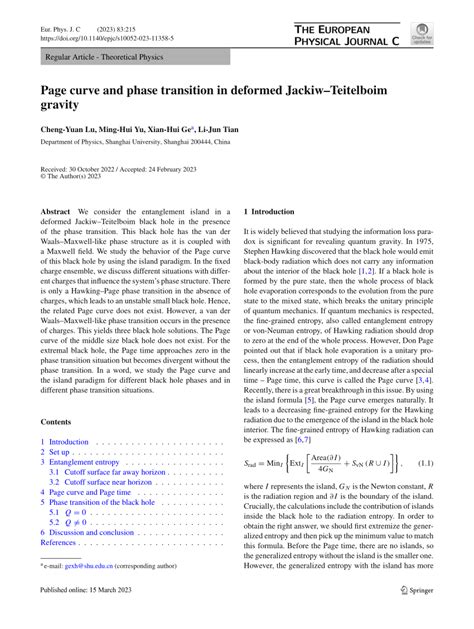 Pdf Page Curve And Phase Transition In Deformed Jackiwteitelboim Gravity