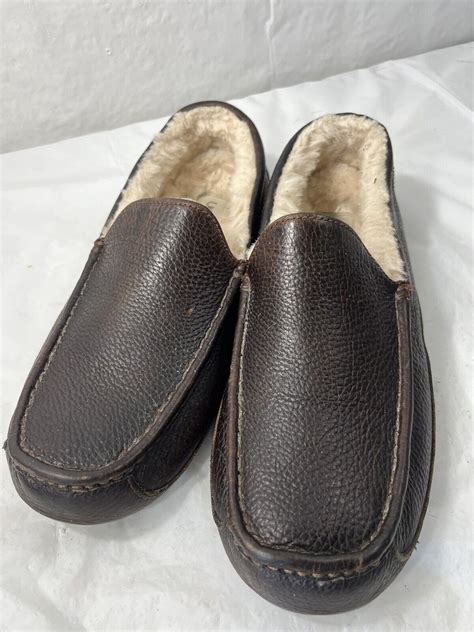 Ugg Ascot Leather Sheepskin Slipper Moccasin Size 12 Gem