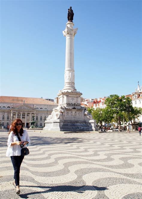 Columna De Pedro Iv En La Rossio Square Lisbon Portugal Imagen