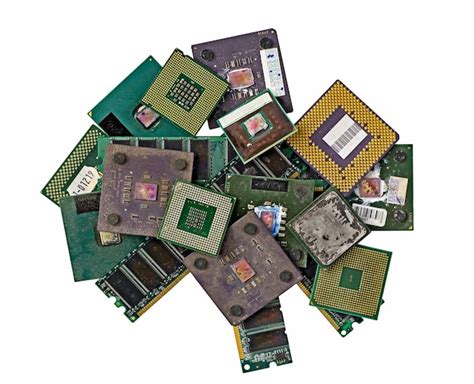 premium photo pile   burned cpu chips  memory modules