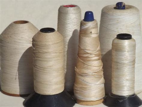 old cotton & linen thread spools, grubby antique vintage thread cones lot