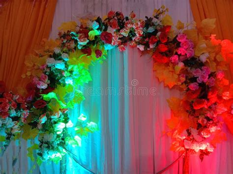 Wedding Stage Decoration with Artificial Flower Stock Image - Image of ...