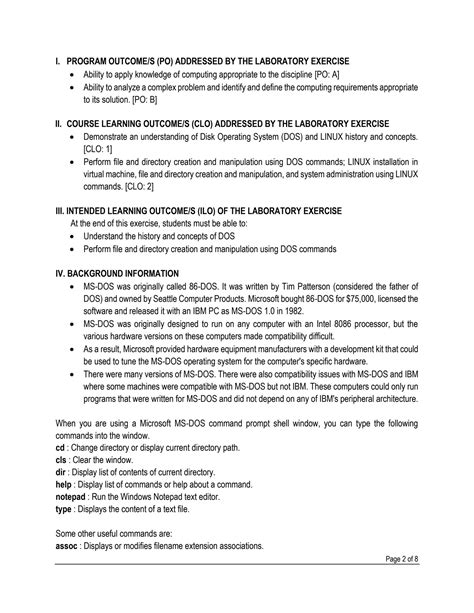 SOLUTION Laboratory Exercise 1 Basic Internal And External Dos