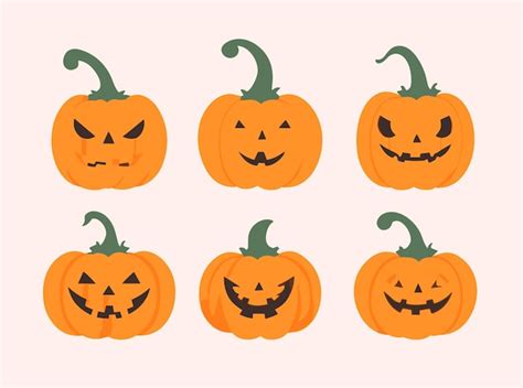 Premium Vector Free Vector Halloween Pumpkin Set Illustration