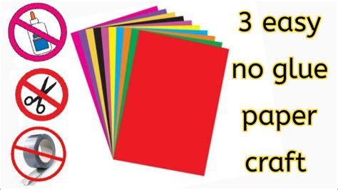 3 Easy No Glue Paper Crafteasy Paper Craft Without Glue Scissor And