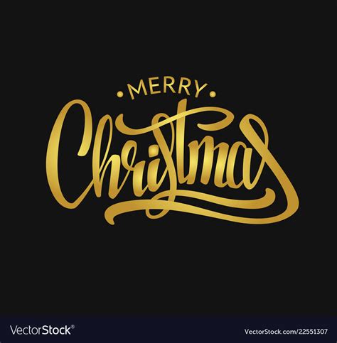 Golden Text Merry Christmas Lettering Royalty Free Vector