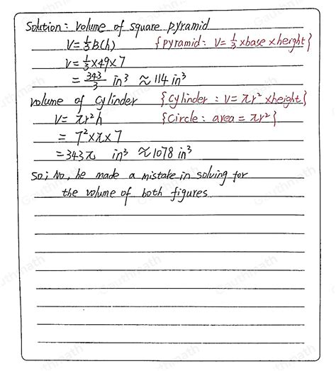 Solved Jude Says That The Volume Of A Square Pyramid With B Algebra