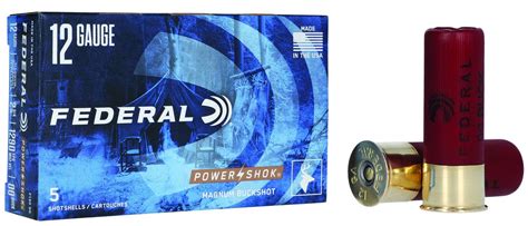 Federal F13000 Power Shok12 Gauge 2 75 12 Pellets 00 Buck Shot 5 Bx