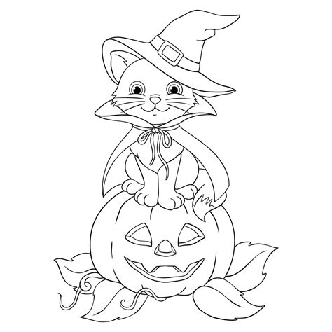 Coloriage chat Halloween à imprimer