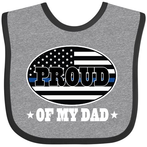 Law Enforcement Dad Police Officer Baby Bib Heather And Black 1399