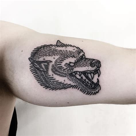 Angry wolf tattoo by Deborah Pow - Tattoogrid.net