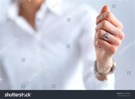 Woman Hand Hold Virtual Business Card Stock Photo 235857985 Shutterstock