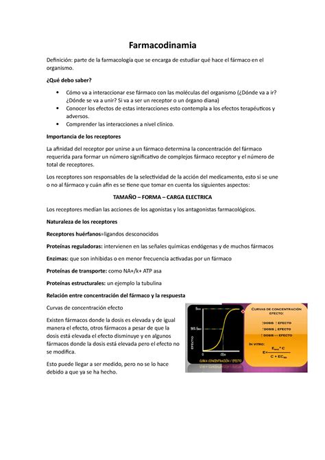 Farmacodinamia clase numero 2 Farmacodinamia Definición parte de la