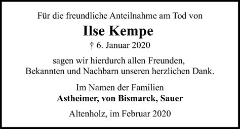 Traueranzeigen Von Ilse Kempe Trauer Anzeigen De