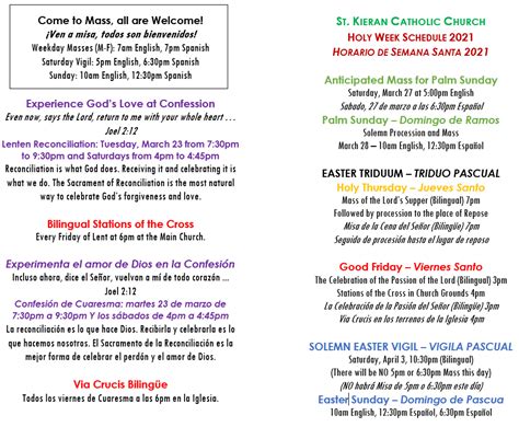 Holy Week Schedule 2021 St Kieran Catholic Church Miami Brickell