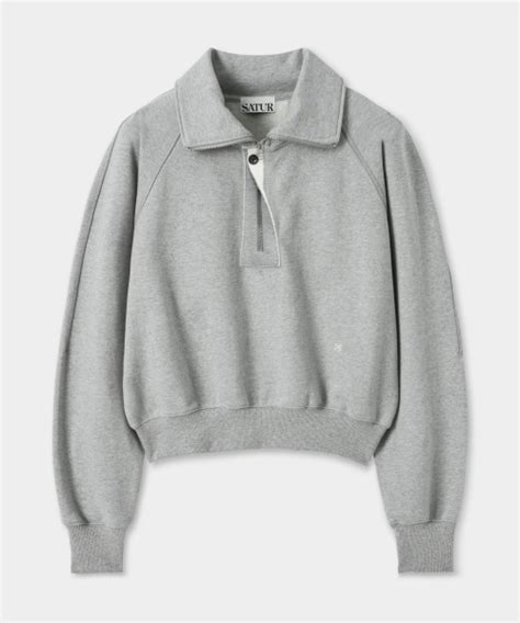 Musinsa Satur W Harbor Half Zip Up Sweatshirt Melange Gray