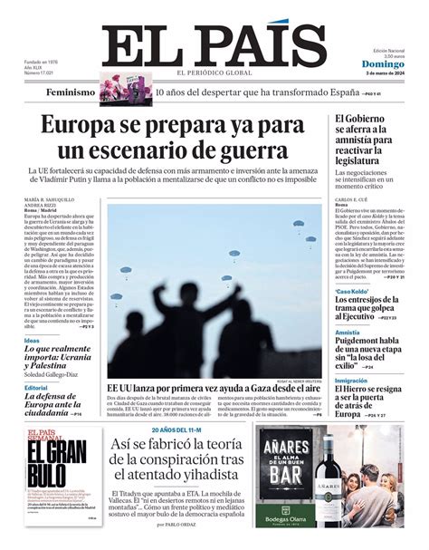 Portadas De Los Periódicos De Este Domingo 3 De Marzo De 2024