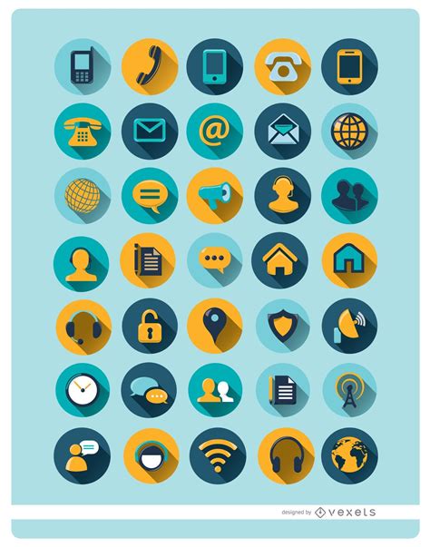 35 Round Communication Icons Vector Download