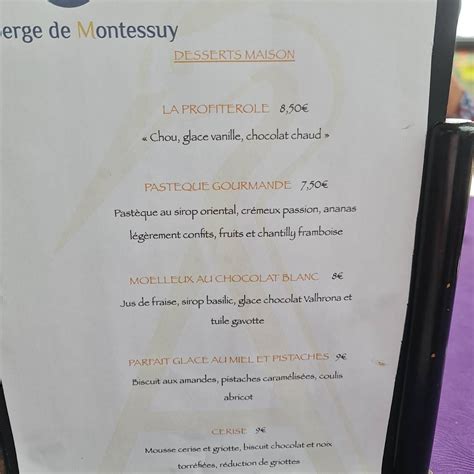 Menu Au Auberge De Montessuy Restaurant Ch Tillon Sur Chalaronne