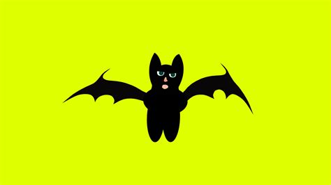 Halloween bat Flying Animation on Green screen. Cute cartoon bat flying ...