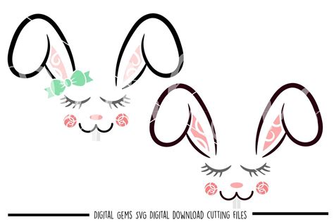 Bunny Rabbit Faces Svg Dxf Eps Png Files By Digital Gems