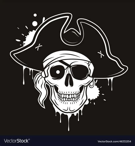 Pirate Skull With Eye Patch Hat Bandana Glowing Vector Image