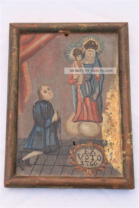 Antikes Orig Votivbild Ex Voto Dat 1766