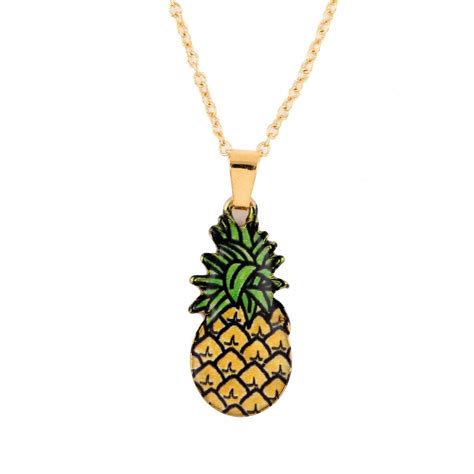 Oly2u 18 Link Chain Pineapple Pendant Necklace Women Color Fruit