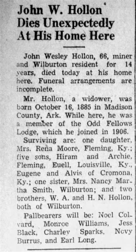 John Wesley Hollon 1885 1952 Find A Grave Memorial