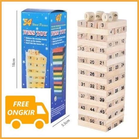 Jual Hot Sale Babyboz Permainan Balok Kayu Wooden Tower Blocks Mainan