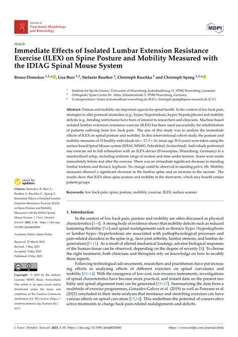 Pdf Immediate Effects Of Isolated Lumbar Extension Resistance Exercise Ilex On Spine Posture