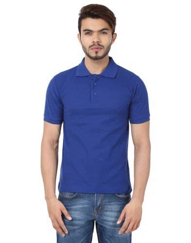 Cotton Plain Royal Blue Polo Neck T Shirt At Rs 250 Piece In New Delhi