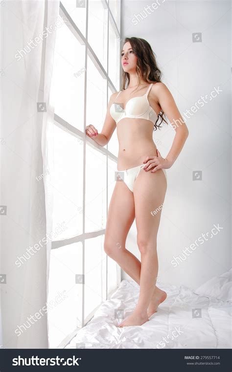 Sexy Girl Wearing White Lingerie Posing Stock Photo Shutterstock