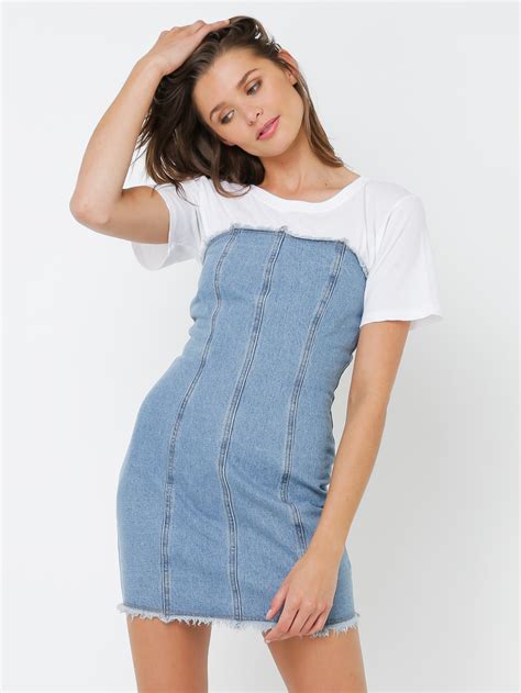 Minkpink In Theory Corset Denim Dress In Blue