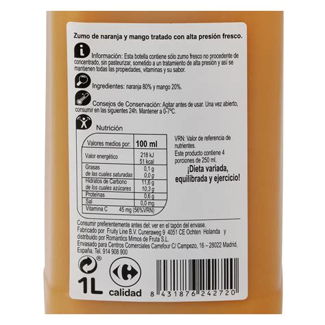 Zumo De Naranja Y Mango Carrefour Botella 1 L Carrefour Supermercado