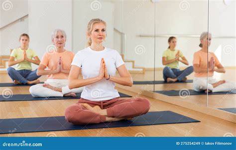 Woman Practice Yoga Lotus Pose Stock Image Image Of Breathing