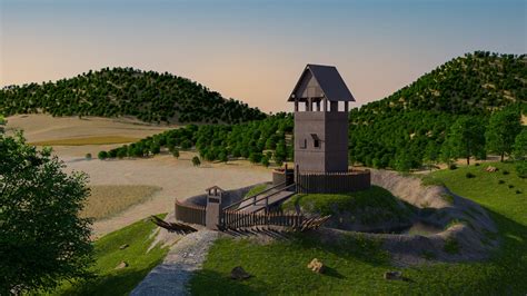 Medieval motte (reconstruction based on LiDAR ground data) : r/blender