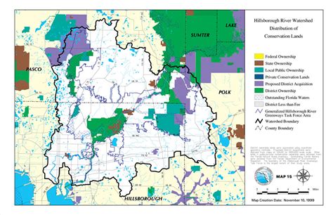 Hillsborough River Watershed Distribution Of Conservation Lands Map 15 November 10 1999