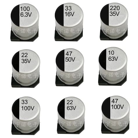 10pcs Smd 63v 10v 16v 25v 35v 50v Aluminum Electrolytic Capacitor 1uf ~ 10uf 22uf 33uf 47uf