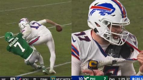 Watch Bills Qb Josh Allen Gets His Jersey Ripped As The Refs Fail To