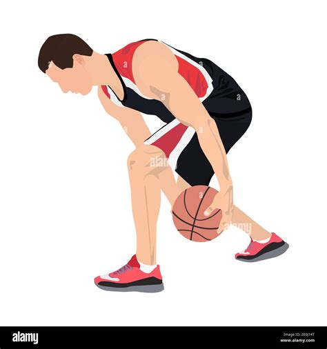 Jugador profesional de baloncesto con pelota ilustración vectorial