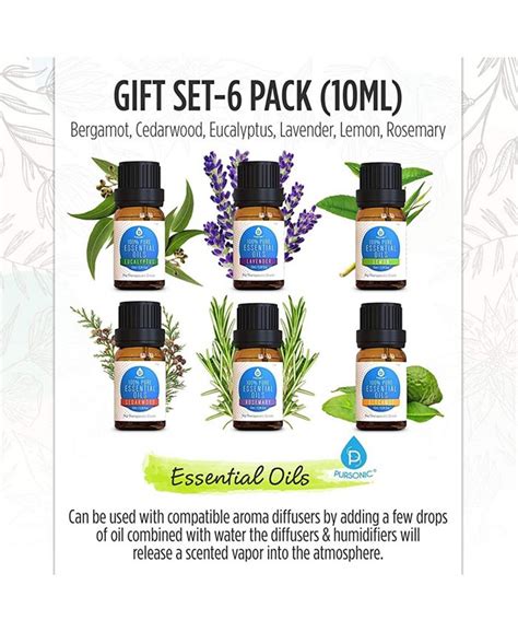 Pursonic 6 Pack Of 100 Pure Essential Aromatherapy Oils Macys