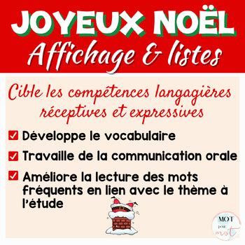 French Christmas Word Wall lists Cartes affichage vocabulaire Noël