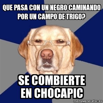 Meme Perro Racista Que Pasa Con Un Negro Caminando Por Un Campo De