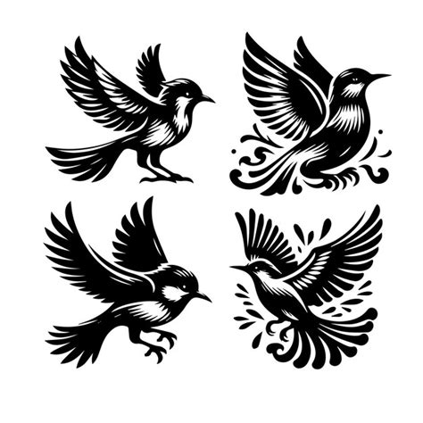 L Oiseau Noir Et Blanc 4 Est Une Illustration De Silhouette Vector