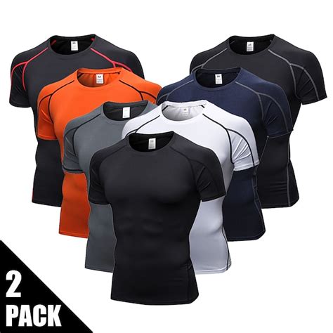 Arsuxeo Men S 2 Pack Base Layer Compression Shirt Short Sleeve Running