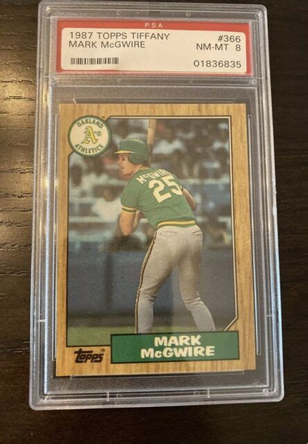 1987 Topps Mark Mcgwire 366 Psa 8 Nm Mint Rookie Card Rc Ebay