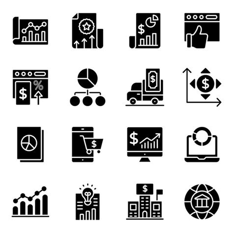 Premium Vector Financial Statistics Solid Icons Pack